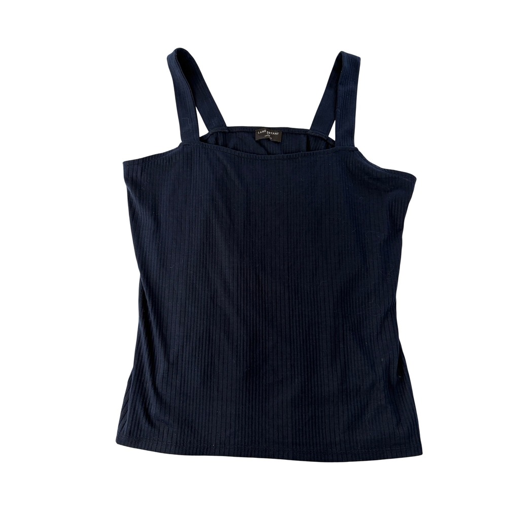 Lane Bryant Tank Top Womens 18/20 Ribbed Square Neck Stretch Casual Navy Blue
